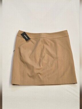 Express Tan Structured Mini Skirt